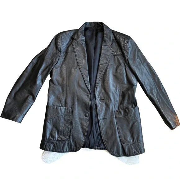 Pioneer Wear Albuquerque Vintage Black Genuine Leather Western Blazer Jacket 42 - Picture 1 of 15